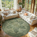 jinchan Round Rug 7ft Area Rugs,Vintage Floral Distressed Design Machine Washable Soft Non-Slip Low-Pile Ultra-Thin Circle Rug for Living Room Dining Room Bedroom Home Office (7' Round,Dark Green) by TinyTreasures Baby Boutique
