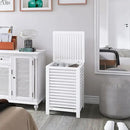 SMIBUY Double Laundry Hamper with Lid, 120L Bamboo Laundry Basket with Removable Liner Bag, 2-Section Clothes Divider Laundry Sorter for Laundry Room, Bathroom, Bedroom (White) by CozyNest Decor
