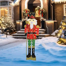 5.9FT Lighted Nutcracker with Mace for Christmas Decoration, 3D Pre-Lit Iridescent Soldier Xmas Decor with 100 Warm White Lights, Glittered Standing Holiday Display for Outdoor, Indoor by CozyNest Decor