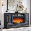 Fireplace TV Stand for 80 Inch TV, 35.7" Tall Farmhouse Entertainment Center W/36'' Electric Fireplace, Media Console with Large Storage Cabinets and Drawers for Living Room, Black by CozyNest Decor
