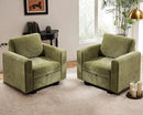 38.5 Oversized Accent Chair with Storage Green Corduroy, Single Modern Accent Sofa Chair with Arms for Apartment Living Room (21" Deep Seat) by CozyNest Decor