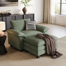 LINSY HOME Sofa Chair with Movable Ottoman - Corduroy Cloud Couch Chair Soft Comfy Modern Sofa Chaise Single Sleeper Chair Bed for Living Room Apartment Office, Green by CozyNest Decor