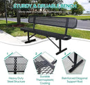 8 FT Heavy Duty Metal Park Bench for Outside, Black Bench with Backrest,4-6 Person Seat, Outdoor Commercial Metal Mesh Benches for Shopping Mall, Lawn, Park, Deck, Garden, Patio, Porch by GreenHaven Gardens