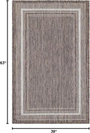 Unique Loom Outdoor Border Collection Area Rug - Soft Border (3' 3" x 5' 3" Rectangle Brown/Ivory) by GreenHaven Gardens