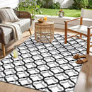 OLANLY Reversible Outdoor Rug 5x8 ft Clearance, Waterproof Outdoor Plastic Straw Rug with Interlacing Pattern, RV Mat for Patio, Camping, Balcony, Deck, Backyard, Black & White by CozyNest Decor