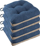 Non Slip Chair Cushions for Dining Chairs Set of 4 Kitchen Chair Cushions 18"x18"x3" Turfted Chair Pads Comfortable and Soft Seat Cushion with Ties, Royal Blue by CozyNest Decor