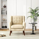 UIXE PU Leather Accent Chairs Set of 2, Modern Arm Club Chair Upholstered Armchair for Living Room, Comfy Single Sofa Seats Button Tufted Reading Seating, Cream by CozyNest Decor