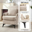 KCC Mid-Century Accent Chairs,Chenille Modern Upholstered Single Sofa,Cozy Armchair with Back for Bedroom/Office/Cafe,Begie by CozyNest Decor
