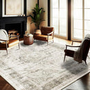 Washable Area Rug 9'x12' Retro Floral Khaki Boho Design Non-Shedding Easy Care Ideal for High Traffic Areas in Living Room Bedroom Office Coffee Table Kitchen Large Carpet by TinyTreasures Baby Boutique