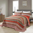 NEWLAKE Cotton Bedspread Quilt Sets - Reversible Patchwork Coverlet Set, Red Striped Jacquard Pattern, California King Size by CozyNest Decor