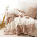 Battilo Chunky Knit Throw Blanket, Soft and Thick Chenille Throw Blanket, 50"x60" Handmade Cable Knit Crochet Blanket, Large Rope Knot Throw Blankets for Couch Sofa Bed Home Decor, Blush & White by CozyNest Decor