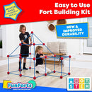 Power Your Fun Fun Forts Kids Tent - 81 Pack Fort Building STEM Toys Kit, Construction Toys Play Tent Indoor and Outdoor Playhouse for Kids with 53 Rods and 28 Spheres (Red, Blue) by TinyTreasures Baby Boutique