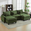 URRED Modular Sectional Sofa Comfy Cloud Couch, Modern Corduroy Sofa Sleeper Deep Seat Couches with Ottoman/Pillows for Living Room (Green, 117'' - U Shape) by CozyNest Decor