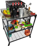 Stainless Steel 3-Tier Mobile Cart for Outdoor Grills & Pizza Ovens by CozyNest Decor