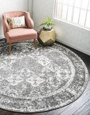 Unique Loom Rosso Collection Vintage, Traditional, Bohemian, Geometric, Distressed, Southwestern Area Rug, 8' 0" x 8' 0", Gray/Ivory by CozyNest Decor