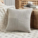 Fancy Homi 2 Packs Neutral Grey Decorative Throw Pillow Covers 18x18 Inch for Living Room Couch Sofa, Rustic Farmhouse Boho Home Decor, Soft Corss Corduroy Patchwork Textured Square Cushion Case 45cm by CozyNest Decor