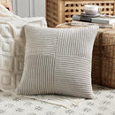 Fancy Homi 2 Packs Neutral Grey Big Decorative Throw Pillow Covers 24x24 Inch for Living Room Couch Bed, Rustic Farmhouse Boho Home Decor, Soft Corss Corduroy Patchwork Accent Square Cushion Case 60cm by CozyNest Decor