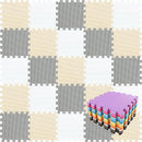 qqpp EVA Rubber 18 Tiles Interlocking Puzzle Foam Floor Mats - Baby Play Mat for Playing | Exercise Mat for Home Workout. White, Beige, Gray. QC-AJLb18N by TinyTreasures Baby Boutique