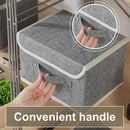 Storage Boxes, Collapsible Storage Bins with Lids, Cotton and linen cloth Storage Baskets with Handle, for Books, Closet, Bedroom, Home, Grey, 3 Pack 10.2 X 7.9 X 6.7in by CozyNest Decor