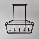 5 Light Farmhouse Kitchen Island Lighting, 5 Light Industrial Linear Chandelier For Dining Room Metal Hanging Pendant Light Fixture For Bedroom Living Room Hallway Conference Room - Matte Black by HouseOfZazla