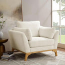 Large-Sized Accent Chair, Thick Cushion Bedroom Reading Chair, Comfortable Living Room Single Sofa, Boucle Milky White by CozyNest Decor