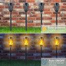 Mini Solar Tiki Torches with Flickering Flame Effect - 12LED Torch Lights Outdoor Waterproof, Perfect for Festival Decorations, Yard, Garden, Patio & Pathway Landscape Lighting (Set of 8) by GreenHaven Gardens