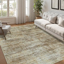 Washable Rug 6x9 Area Rugs, Abstract Large Living Room Rugs with Non-Slip Backing, Thin Carpet for Dorm Dining Room Table Nursery Indoor Home Office-Brown by TinyTreasures Baby Boutique