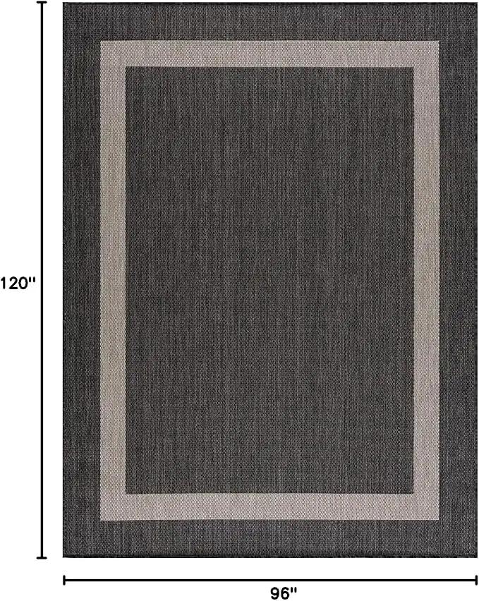 CAMILSON Outdoor Rug 8x10,Modern Outside Rugs for Patios Porches Waterproof Durable Washable Non-Shedding, Easy-to-Clean Indoor Outdoor Area Carpet (8 x 10, Bordered - Dark Gray/Light Gray), photo 3 of 10