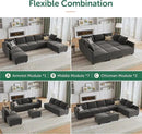 HONBAY Velvet Sectional Sofa Couch with Storage - Modular Sleeper for Living Room, Grey by CozyNest Decor