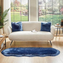 AMTOVO Faux Sheepskin Rug, Dark Blue Ultra Soft Fluffy Shag Area Rug, 2 x 6 ft Faux Fur Rug for Bedroom Sofa Throw Cushion Room Decor, Sheepskin by CozyNest Decor