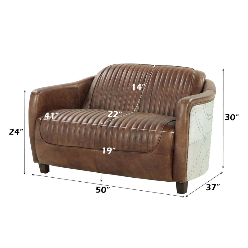 Brancaster - Grain Leather Loveseat - Brown, photo 5 of 7