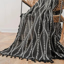Sutuo Home Boho Curtains 96 Inches Long for Bedroom Living Room Kitchen, Stripe Floral Bohemian Tassels Country Window Treatment Drape for Halloween Decorations Rod Pocket, 1 Panel 59"W x 96"L,Black by CozyNest Decor