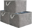 TheWarmHome Storage Baskets for Organizing, Sturdy Fabric Storage Basket , Foldable Storage Baskets for Shelves Closet Nursery Toy (Grey 3 Pack 20.5×15.7×13.8inch) by TinyTreasures Baby Boutique