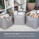OrganiHaus 13x13 Cube Storage Bins 4 Pack, Foldable Cube Storage Organizer w/ Rope Handles, Collapsible Fabric Bins for Toys, Clothes & Closet Organization, Fabric Square Baskets - Gray by CozyNest Decor