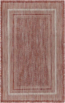 Unique Loom Outdoor Border Collection Area Rug - Soft Border (2' x 3' 1" Rectangle, Rust Red/ Ivory) by GreenHaven Gardens