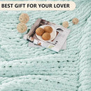 L'AGRATY Chunky Knit Blanket Throw: 50''x60'' Chenille Chunky Knitted Throw Blanket for Bed Couch - Handmade Thick Big Cable Knit Blanket - Large Crochet Rope Blanket for Home Decor(Mint Green) by CozyNest Decor