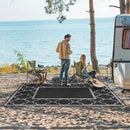 GENIMO 5' x 8' Outdoor Rug Waterproof for Patio Decor, Foldable Reversible Plastic Straw Area Rugs Mat for Camper, Outside Carpet for Rv, Deck, Porch, Picnic, Beach, Balcony, Black & Grey by GreenHaven Gardens