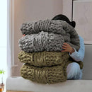 Chunky Knit Blanket Throw - 100% Hand Knitted Chunky Throw Blanket for Couch, Thick and Warm Blanket for Winter, Dark Grey, 50x60 Inches by CozyNest Decor