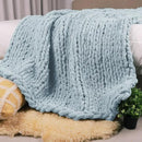 Carriediosa Chunky Knit Throw Blanket 50" X 60", 100% Hand Made Large Chenille Loop Yarn Soft Fluffy Throws for Couch Sofa Bed, Big Crochet Cozy Heavy Thick Cable Woven Blanket, Light Blue by CozyNest Decor