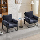 YISHENG Accent Chair with 6-Angle Adjustable Backrest, Chenille Fabric Living Room Chair Upholstered Lounge Chair, Modern Chair Cozy Reclining Chair for Reading Room, Set of 2 Dark Blue by CozyNest Decor