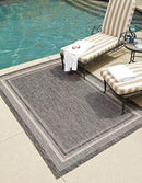 Unique Loom Outdoor Border Collection Area Rug - Soft Border (7' 10" x 10' Rectangle Black/Ivory) by GreenHaven Gardens