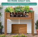 YITAHOME Raised Garden Bed, HIPS Poly Wood Elevated Planter Box with Legs and Drainage Hole, Small Flower Box Stand for Patio Balcony Garden Backyard, Teak by GreenHaven Gardens