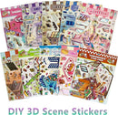 DIY 3D Sticker Scene，10 Sets Pack（600+） Large-Sized, Reusable Sticker Book, Cute Sets for Free Combination, Waterproof for Anywhere, Crafts Party Favors Birthday Gift by TinyTreasures Baby Boutique