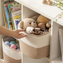 UBBCARE 4 Pack Baskets for Organizing, Woven Storage Baskets for Toys and Towel, Rectangle Cotton Rope Basket with Handles, 15''L x10''W x9''H, Brown by TinyTreasures Baby Boutique