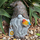 Mood Lab Garden Gnome - Stone Gnome Figurine - 9.1 Inch Tall Lawn Statue with Bird - for Outdoor or House Decor by CozyNest Decor