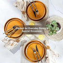 GBHOME Ceramic Dinnerware Sets for 4, 12 Pieces Stoneware Plates and Bowls Sets, Scratch Resistant Dishes, Dishwasher & Microwave Safe, Reactive Glaze-Amber by CozyNest Decor