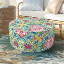Inflatable Ottoman Stool D21 xH9 for Outdoor/Indoor Use, Water Repellent Patio Foot Rest Stool with Portable Handle,Round Pouf Ottoman Suitable for Garden,Deck and Camping - Damask Red by CozyNest Decor