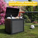 30 Gallon Wicker Pattern Resin Deck Box, Lockable Patio Outdoor Storage Box for Furniture, Garden Tools and Tools Storage, Waterproof Outside Storage Box - Black Rattan by CozyNest Decor
