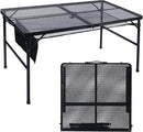 Folding Grill Table, 4x2 FT Portable Camping Table, Lightweight Height Adjustable Metal Tables with Mesh Desktop and Mesh Bag, Outdoor Tables for Camping, Picnic, Beach and BBQ, Black by GreenHaven Gardens