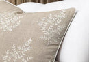 VAGMINE Embroidered Leaves Throw Pillow Cover - 20x20 Inches Square - 100% Linen Natural Throw Pillowcase - Elegant Neutral Leaf Design - Minimalist Rustic Home Accent for Sofa, Bed, Couch, Lounge by CozyNest Decor